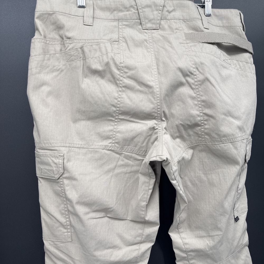 5.11 Tactical Cargo Ripstop Pants Men Tag 40x34 Real 41x33 Beige Work 7512 - Picture 7 of 13